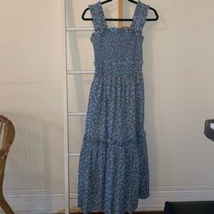Sea Blue Floral Maxi Dress